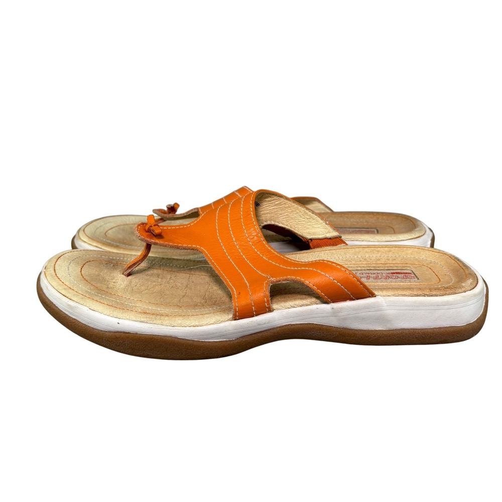 Donald J Pliner Sport-i-que Orange Leather Thong Sandals Womens 8.5 Flip Flop